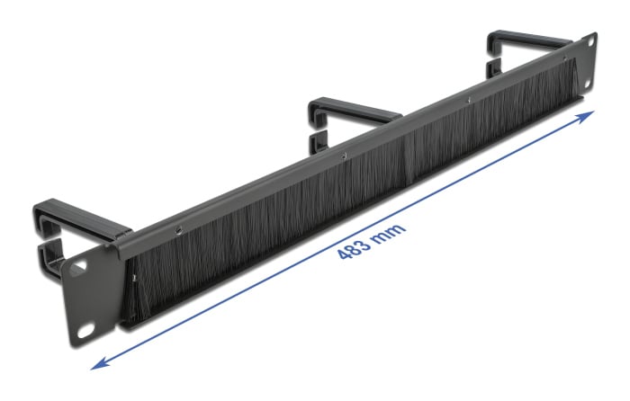 DELOCK cable management 66488, 19"/1U rack, 3x γάντζοι & βούρτσα, μαύρο - Image 3