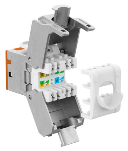 GOOBAY Keystone module RJ45 77947 CAT 6A STP σε ασημί/πορτοκαλί χρώμα