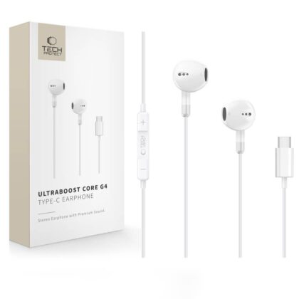 Tech-Protect Ultraboost Core G4 Ακουστικά USB-C, Λευκό
