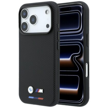 Θήκη BMW M Quadrille Kevlar Tricolor & Metal Logo MagSafe για iPhone 18 Pro Max μαύρο