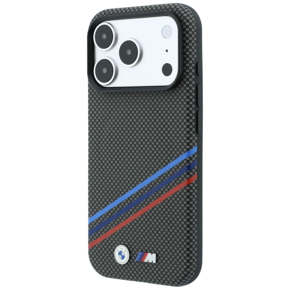 BMW M Quadrille θήκη Kevlar Print Tricolor Lines & Metal Logo MagSafe για iPhone 18 Pro / 17 Pro ανθρακί - Image 2