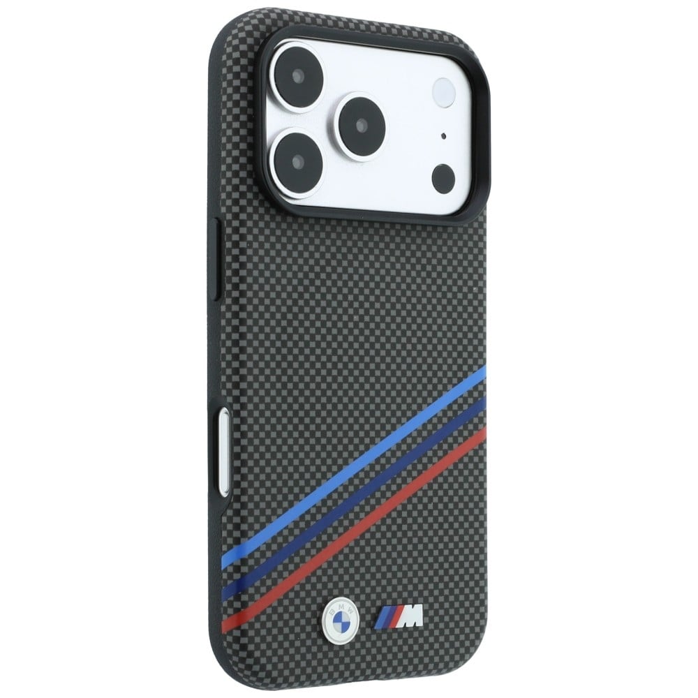 BMW M Quadrille θήκη Kevlar Print Tricolor Lines & Metal Logo MagSafe για iPhone 18 Pro / 17 Pro ανθρακί - Image 4