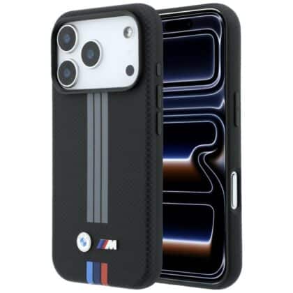 Θήκη BMW M Quadrille Kevlar Anthracite & Tricolor Print Lines MagSafe για iPhone 18 Pro μαύρο