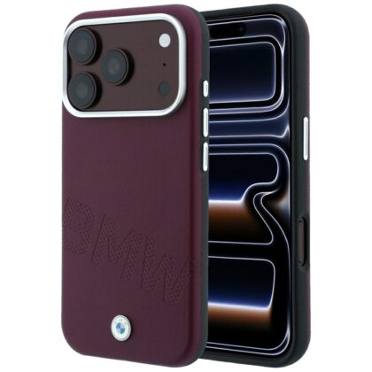 Θήκη BMW Sign Inclined Deboss Letters MagSafe για iPhone 18 Pro / 17 Pro μπορντό