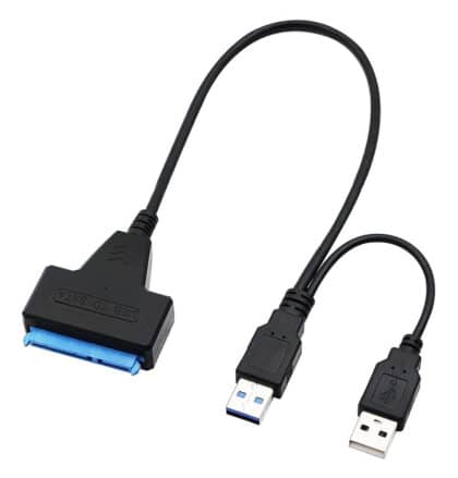 Powertech CAB-U163 μαύρο καλώδιο σύνδεσης 2x USB σε SATA για HDD ή SSD δίσκους