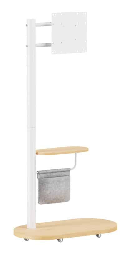BRATECK FS54-22T-02W Βάση Δαπέδου Τηλεόρασης 17-43", Έως 15kg, Με Ράφι & Ροδάκια, Λευκή
