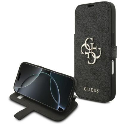 Guess Book 4G Metal Logo θήκη για iPhone 18 Pro / iPhone 17 Pro μαύρο