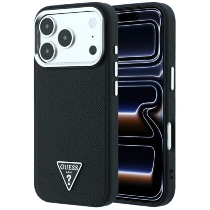Guess Grained Triangle Logo MagSafe - θήκη για Apple iPhone 18 Pro Max / 17 Pro Max - Μαύρο