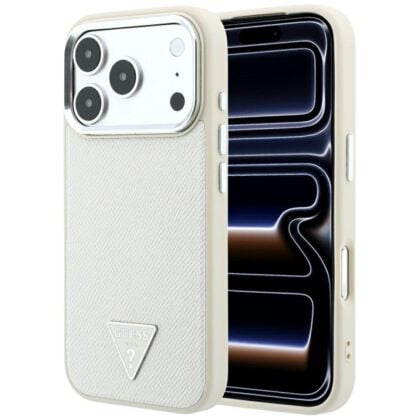 Guess Grained Triangle Logo MagSafe - θήκη για Apple iPhone 18 Pro / 17 Pro - Μπεζ