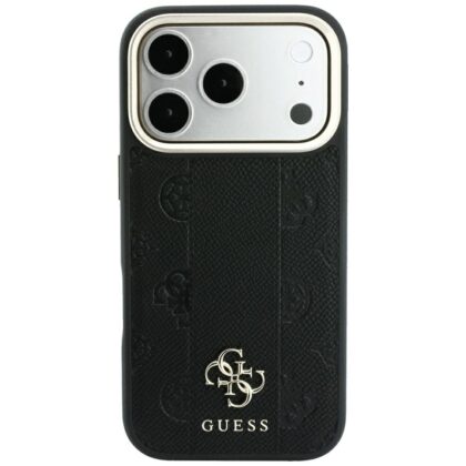 Μαύρη θήκη Guess Stripe Peony 4G Logo με MagSafe για iPhone 17 Pro Max και 18 Pro Max