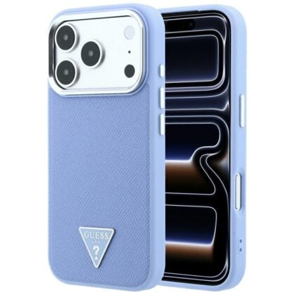 Guess Grained Triangle Logo MagSafe - θήκη για Apple iPhone 18 Pro Max / 17 Pro Max - Μπλε