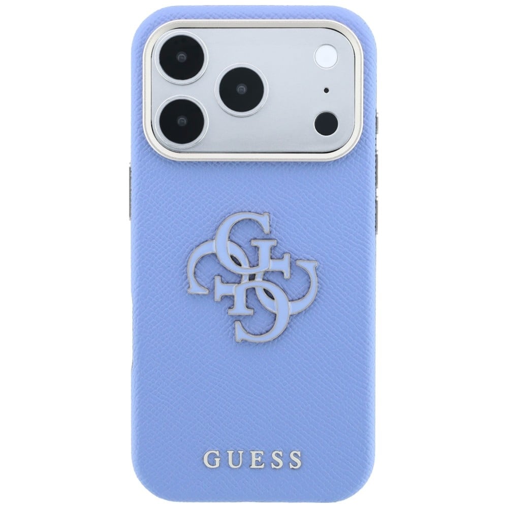 Guess Guess Γραμμωτό υλικό & Μεγάλο λογότυπο από ρητίνη - θήκη για Apple iPhone 18 Pro / 17 - Μπλε - Image 3