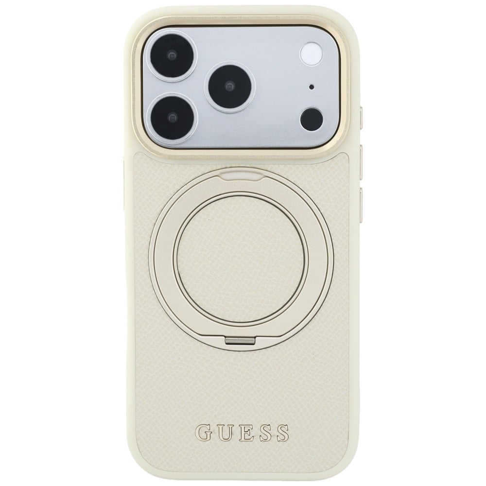 Guess Ring Stand 360 Grained Classic Logo MagSafe - θήκη για Apple iPhone 18 Pro Max / 17 - Μπεζ - Image 3