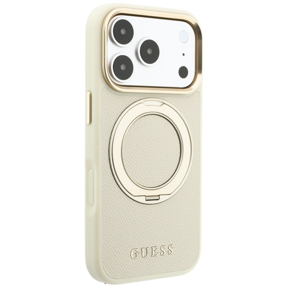 Guess Ring Stand 360 Grained Classic Logo MagSafe - θήκη για Apple iPhone 18 Pro Max / 17 - Μπεζ - Image 4