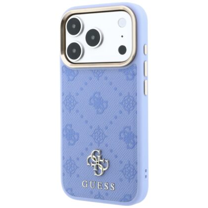 Μπλε θήκη Guess Peony 4G με MagSafe για iPhone 18 Pro Max και 17 Pro Max, με μοτίβο παιώνιας και λογότυπο Guess