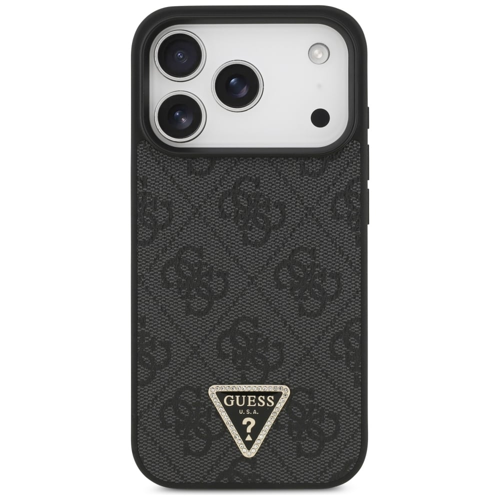 Guess Leather 4G Triangle Strass - θήκη για Apple iPhone 18 Pro / 17 - Μαύρο - Image 3