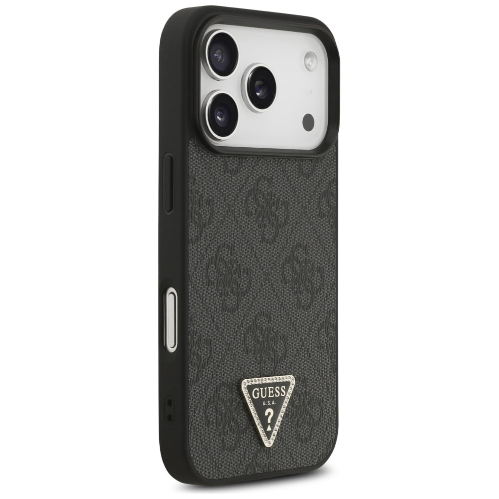 Guess Leather 4G Triangle Strass - θήκη για Apple iPhone 18 Pro / 17 - Μαύρο - Image 4