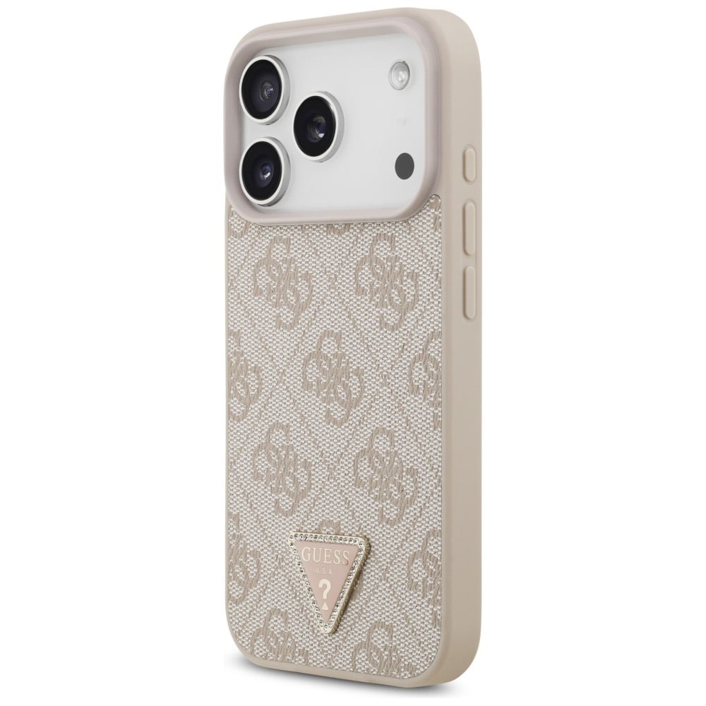 Guess Leather 4G Triangle Strass - θήκη για Apple iPhone 18 Pro / 17 - Ροζ - Image 2