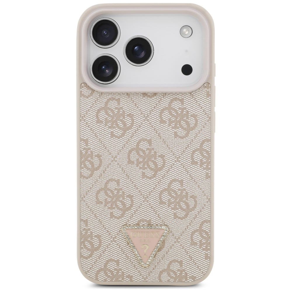 Guess Leather 4G Triangle Strass - θήκη για Apple iPhone 18 Pro / 17 - Ροζ - Image 3