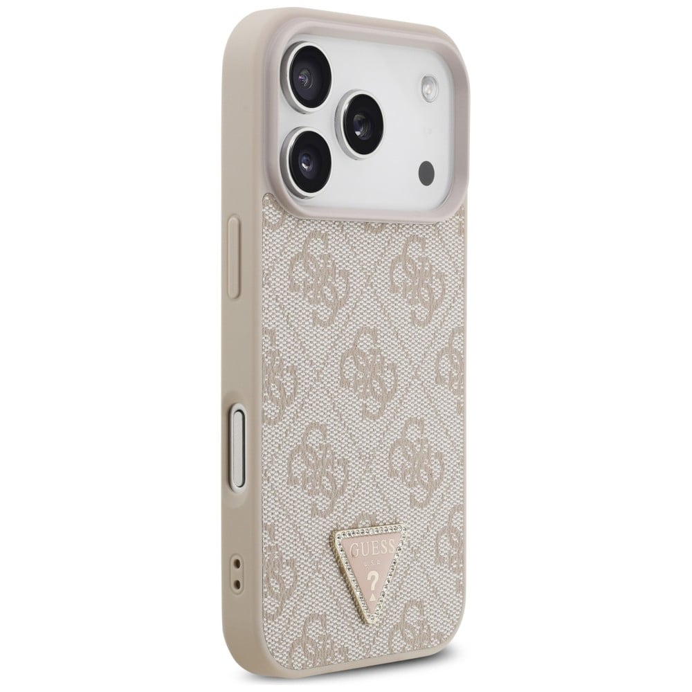 Guess Leather 4G Triangle Strass - θήκη για Apple iPhone 18 Pro / 17 - Ροζ - Image 4