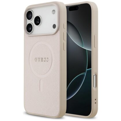 Guess Saffiano Classic Logo MagSafe - θήκη για Apple iPhone 18 Pro Max / 17 Pro Max - Ροζ