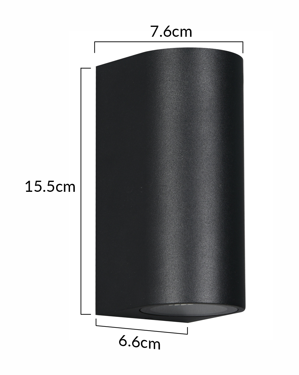 POWERTECH φωτιστικό τοίχου HLL-0188 για 2x GU10, μεταλλικό, IP65, μαύρο - Image 5