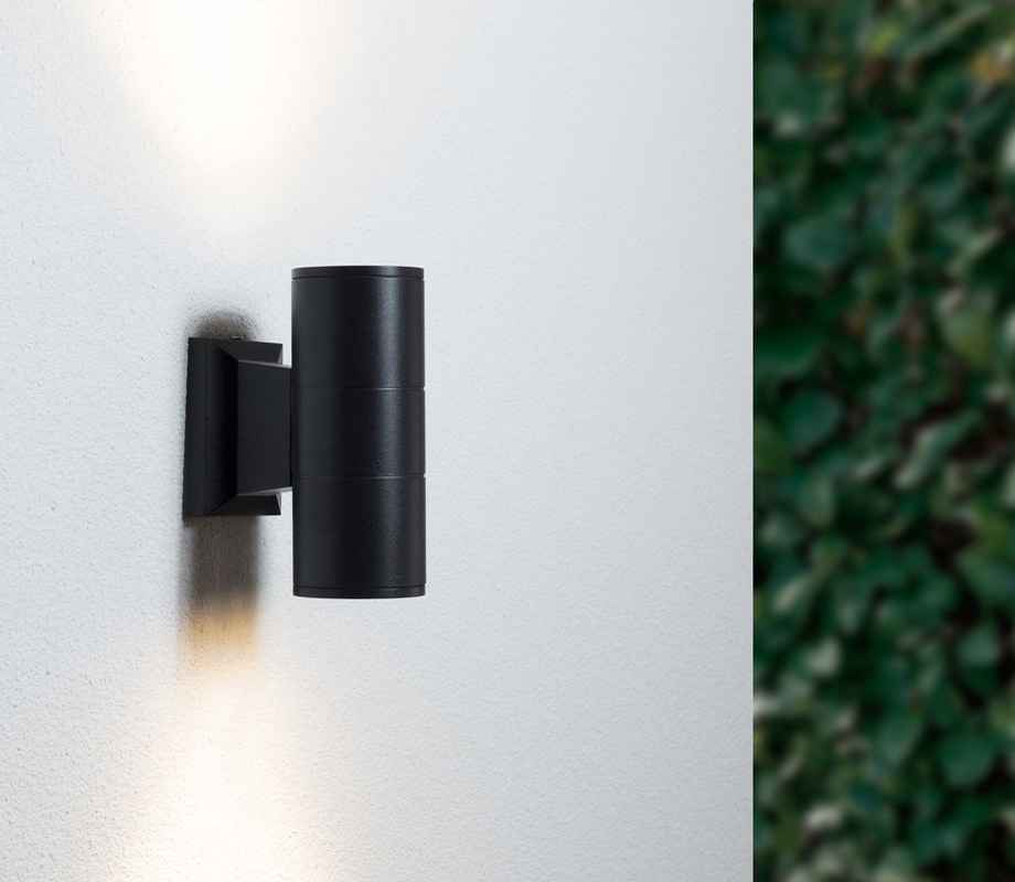 POWERTECH φωτιστικό τοίχου HLL-0190 μεταλλικό για 2x GU10 λάμπες IP65 μαύρο - Image 2