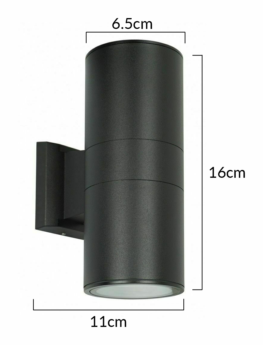 POWERTECH φωτιστικό τοίχου HLL-0190 μεταλλικό για 2x GU10 λάμπες IP65 μαύρο - Image 5