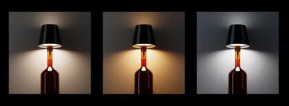 Μαύρο επαναφορτιζόμενο φωτιστικό LED Powertech HLL-0197 για μπουκάλι με ρυθμιζόμενη φωτεινότητα