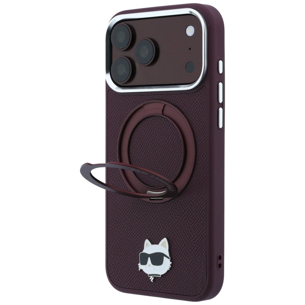 Karl Lagerfeld Θήκη Karl Lagerfeld με Περίγραμμα Δαχτυλιδιού 360 Choupette Head Pin MagSafe - θήκη για Apple iPhone 18 Pro / 17 - Μπορντό - Image 2