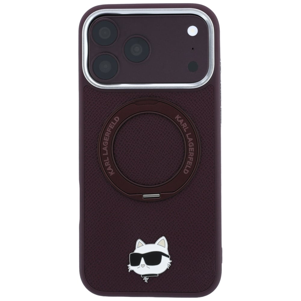 Karl Lagerfeld Θήκη Karl Lagerfeld με Περίγραμμα Δαχτυλιδιού 360 Choupette Head Pin MagSafe - θήκη για Apple iPhone 18 Pro / 17 - Μπορντό - Image 3