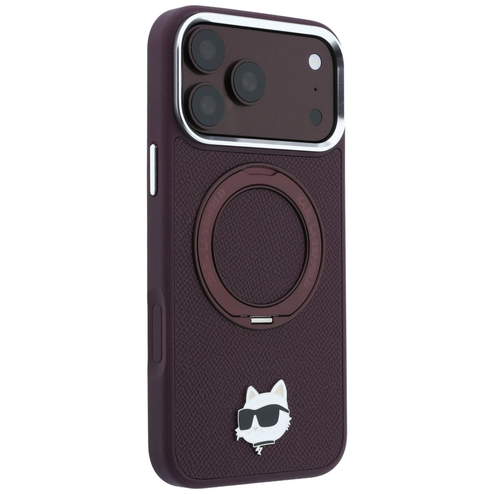 Karl Lagerfeld Θήκη Karl Lagerfeld με Περίγραμμα Δαχτυλιδιού 360 Choupette Head Pin MagSafe - θήκη για Apple iPhone 18 Pro / 17 - Μπορντό - Image 4