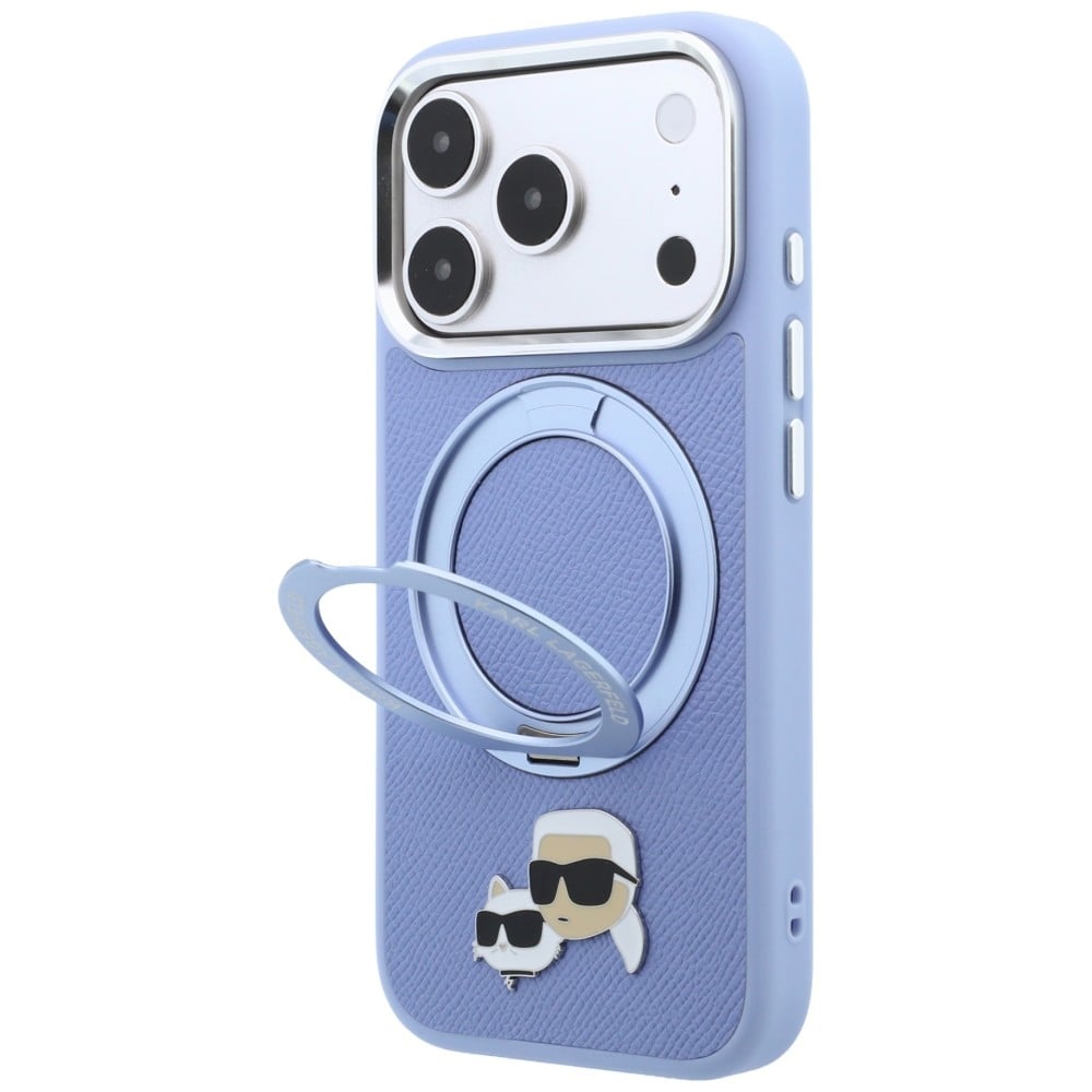 Karl Lagerfeld Θήκη Karl Lagerfeld με Ραδιόφωνο Ring Stand 360 Karl & Choupette Heads Pin MagSafe - θήκη για Apple iPhone 18 Pro Max - Ανοιχτό Μπλε - Image 2