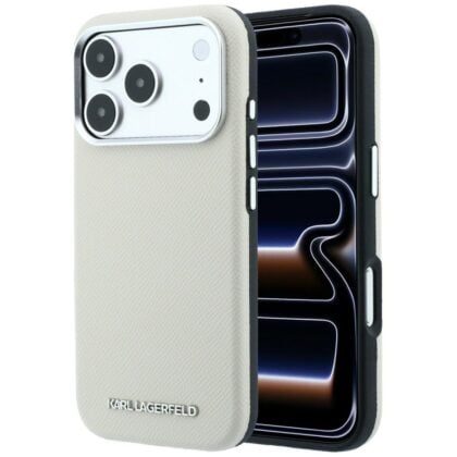 Karl Lagerfeld Grained Elongated Logo MagSafe - θήκη για Apple iPhone 18 Pro Max / 17 - Μπεζ
