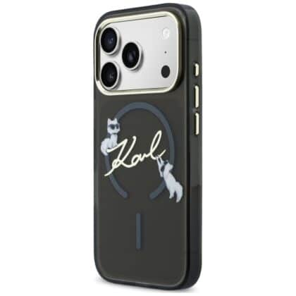 Μαύρη θήκη MagSafe Karl Lagerfeld με λογότυπο Script για iPhone 18 Pro