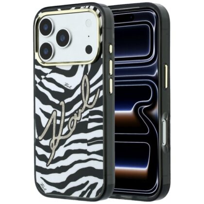 Karl Lagerfeld IML Signature Zebra Glitter - θήκη για Apple iPhone 18 Pro Max / 17 Pro Max - Μαύρο