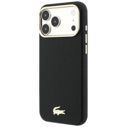 Μαύρη θήκη Lacoste Champs Elysees MagSafe για iPhone 17 Pro με ασημένιο λογότυπο Lacoste