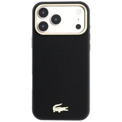 Μαύρη θήκη Lacoste Champs Elysees MagSafe για iPhone 17 Pro με ασημένιο λογότυπο Lacoste