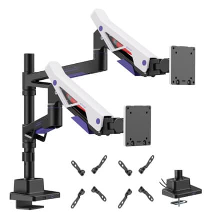BRATECK LDT95-C024UCP Βάση Γραφείου Gaming για 2 Οθόνες 24-57", Ανθεκτική έως 27kg