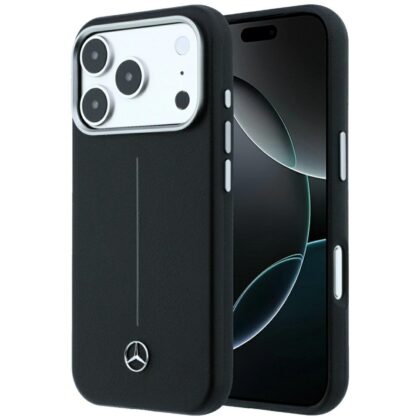 Θήκη Mercedes Leather Semi Wrap Iconic Line MagSafe για iPhone 18 Pro Max / 17 Pro Max μαύρο