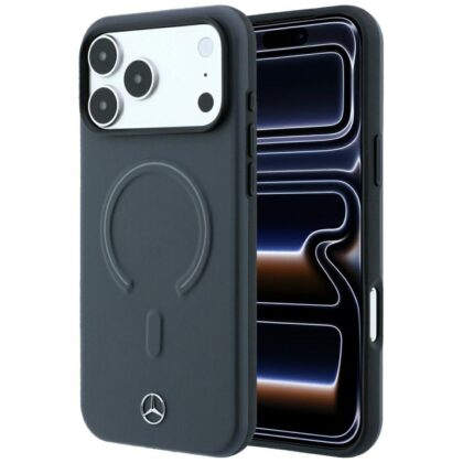 Θήκη Mercedes Leather 3D MagSafe για iPhone 18 Pro Max / 17 Pro Max ανθρακί