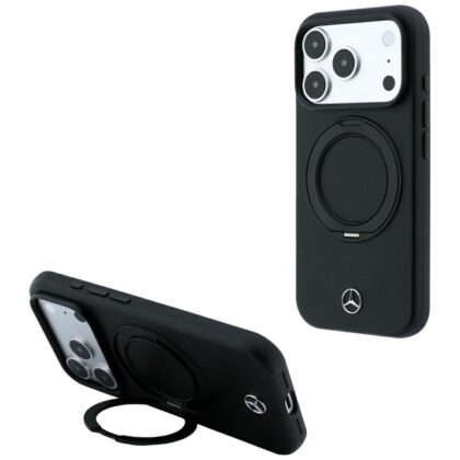 Θήκη Mercedes Δερμάτινη με Βάση Δαχτυλίδι MagSafe για iPhone 18 Pro Max / 17 Pro Max μαύρο