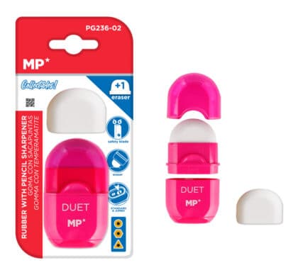 MP PG236-02-PK Γόμα & Ξύστρα με Κάδο, Ανταλλακτική Γόμα, Ροζ