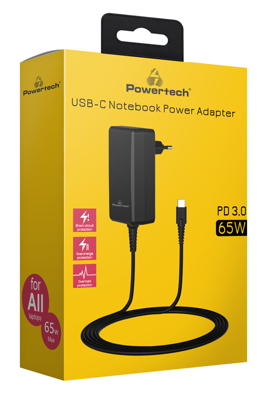 POWERTECH φορτιστής PT-1156 laptop USB-C PD 65W μαύρος - Image 2