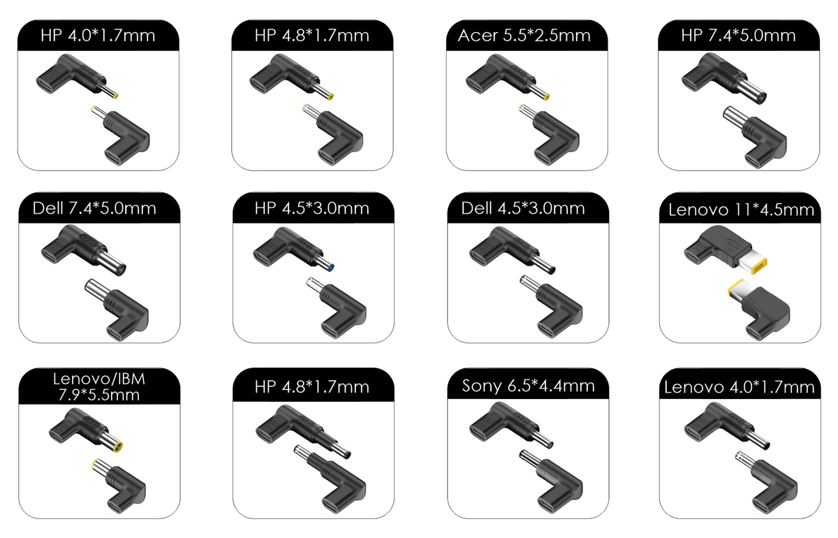 POWERTECH φορτιστής laptop PT-1256 12 βύσματα USB-C PD 90W μαύρος - Image 2