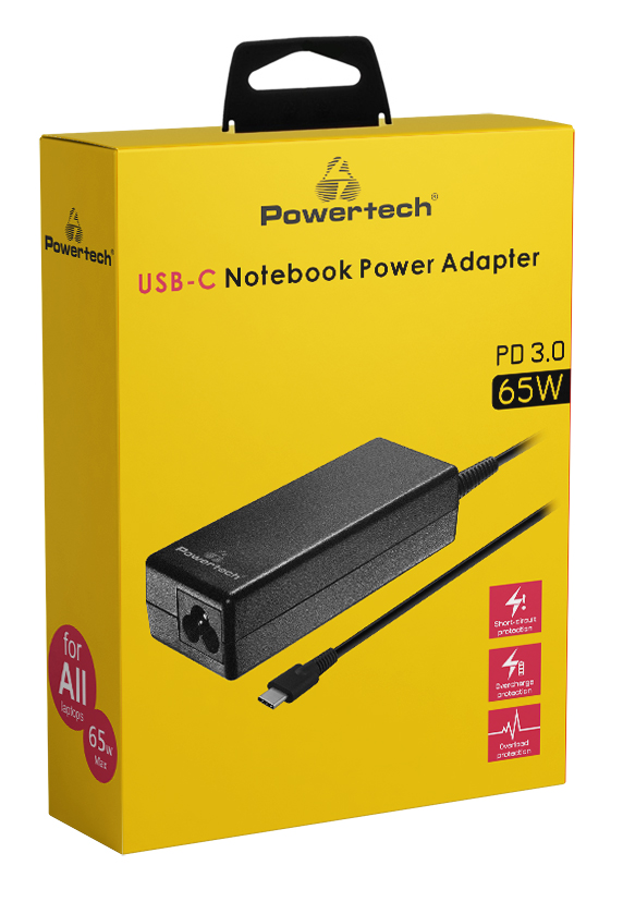 POWERTECH φορτιστής PT-1319 laptop USB-C PD 3.0 65W μαύρος - Image 2