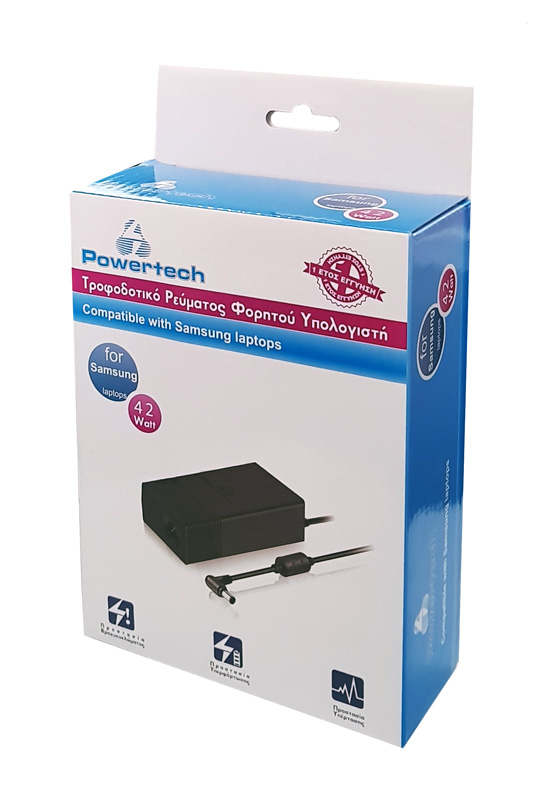 POWERTECH φορτιστής PT-135 για Samsung laptop 42W 14V/3A μαύρος - Image 2