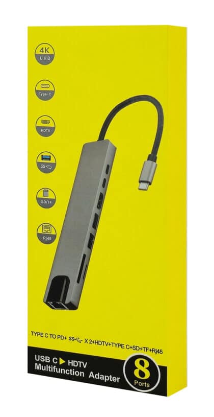 Powertech PT-1536 docking station γκρι μεταλλικό με θύρες USB-C, HDMI και RJ45