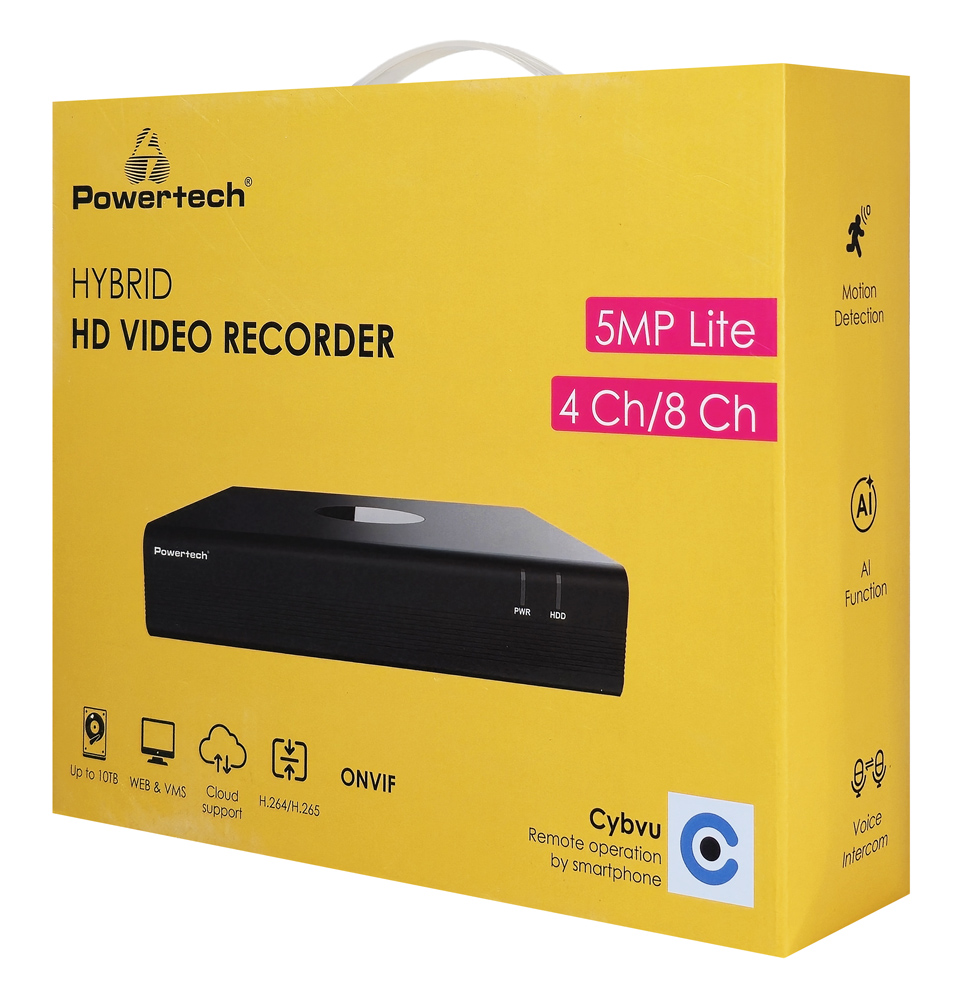 POWERTECH XVR PT-1595 υβριδικό καταγραφικό 5MP H.264/H.265 4 κανάλια - Image 4