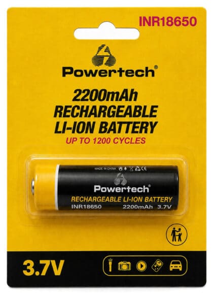Powertech INR18650 Επαναφορτιζόμενη Μπαταρία Li-ion, 2200mAh, 3.7V, Button Top, 1τμχ